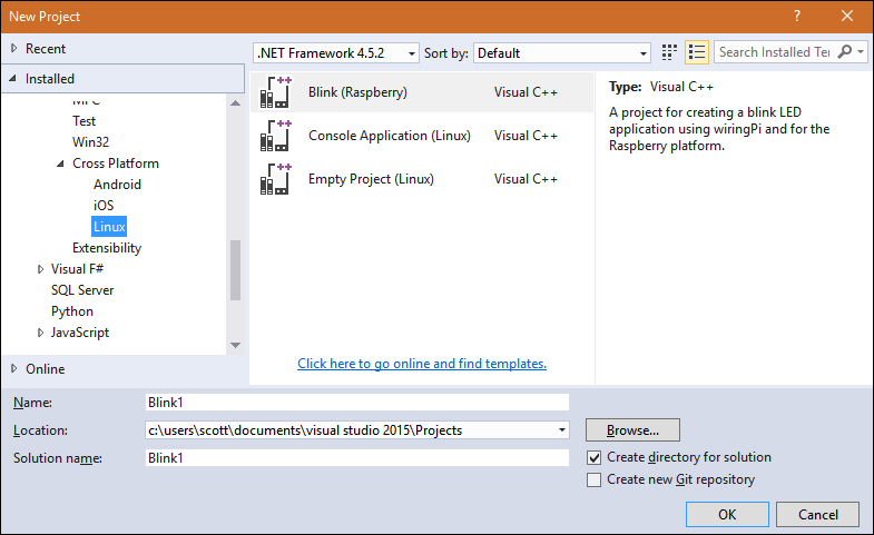 visual studio make a c++ project for linux windows and mac